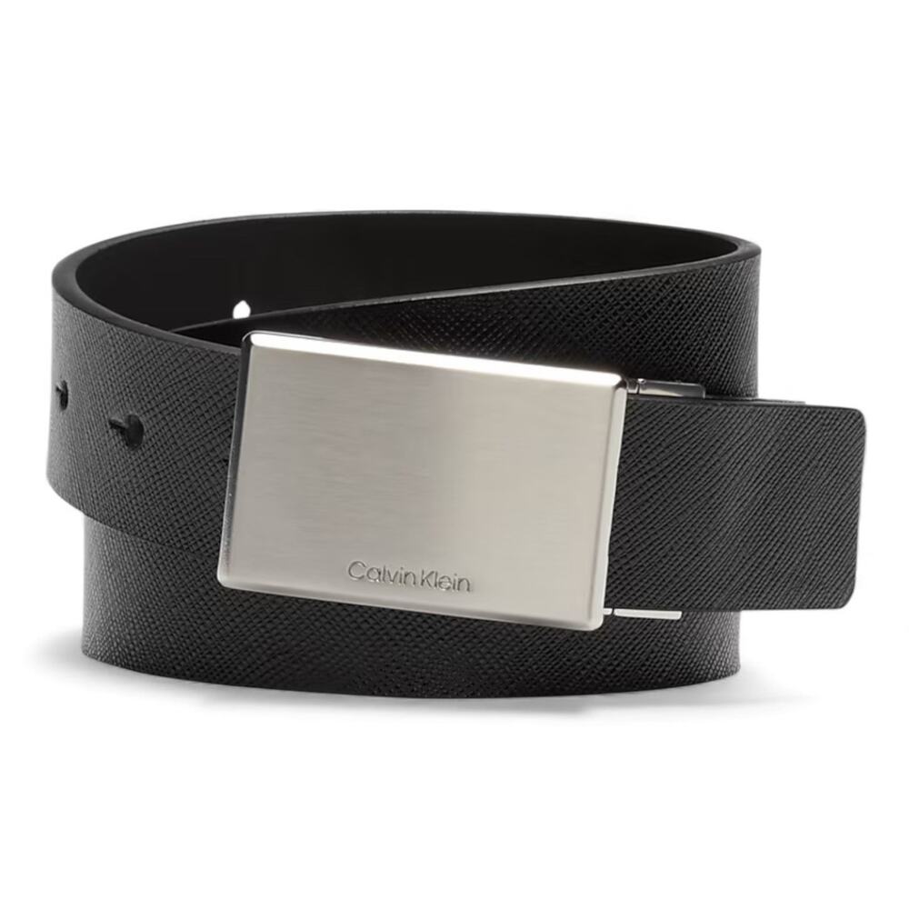 Calvin Klein Belt Mens Reversible Black Textured Leather/Brown Size Medium 34-36